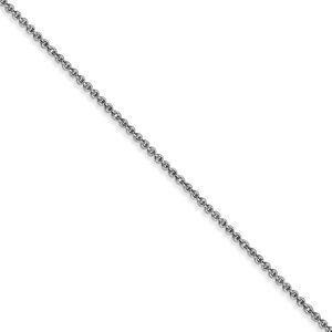 1mm, 14k White Gold, Solid Cable Chain Necklace, 18 Inch